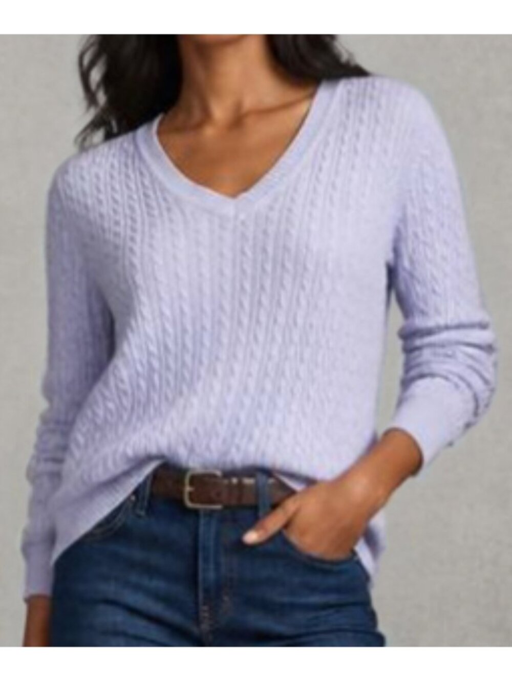 Tommy Hilger Mauve V-Neck Cable Knit Sweater Large